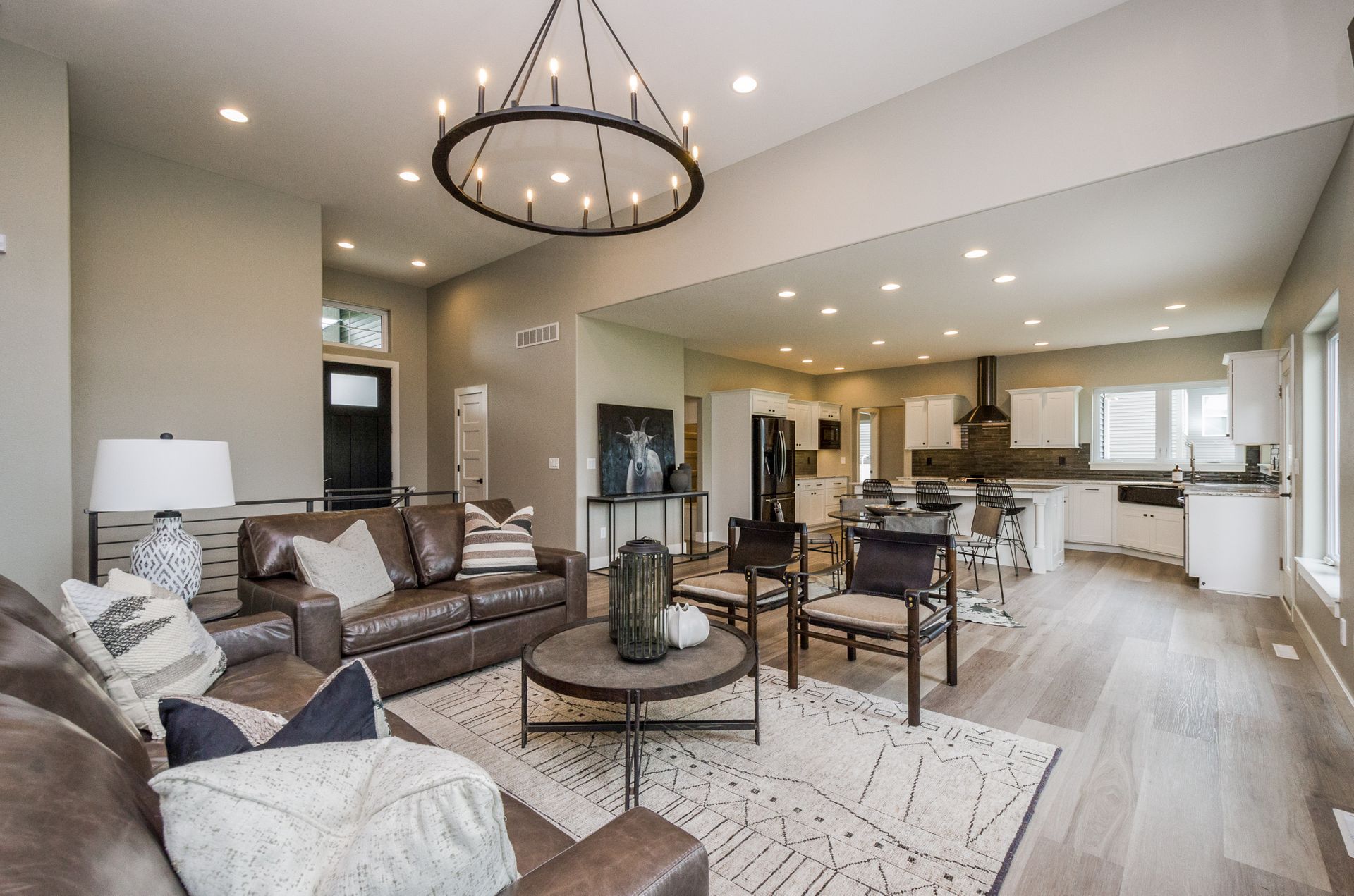 Kitchen and great room open floor plan